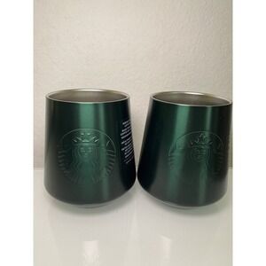 Starbucks 2 Perfect Pour Latte Mug Green Stainless Steel Vacuum Insulated 12 oz